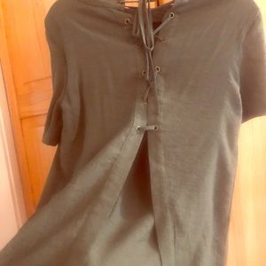 Tie up back conservative front green top